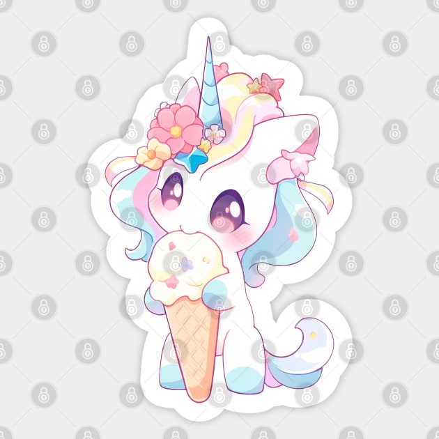 Unicorn appetizing eats ice cream Sticker by Chromatic Currents